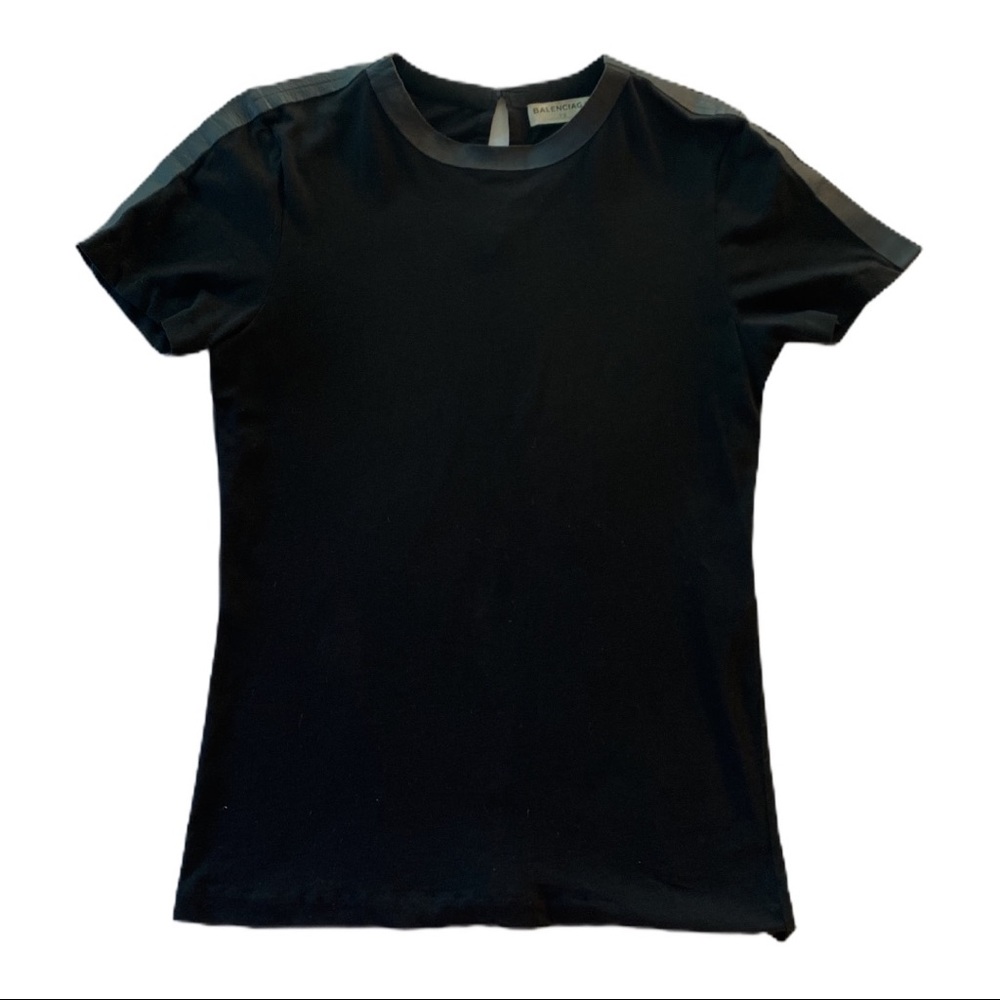 Balenciaga Leather Trim T-Shirt